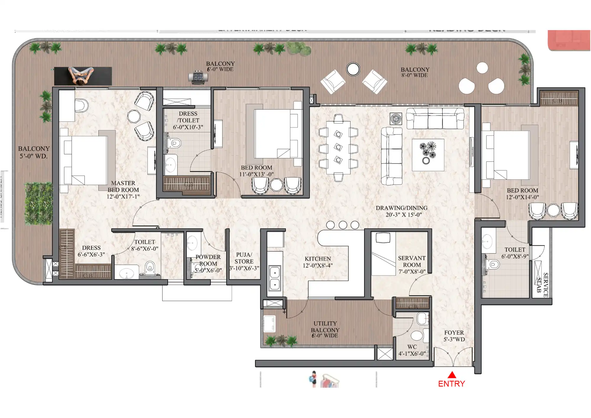 Ashtech Presidential Towers - 3 BHK + Study - 2875 Sq.Ft.